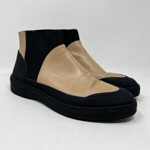 Jack Erwin Black Tan Leather Thea Chelsea Ankle Booties Boots Women’s Size 8